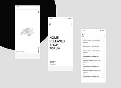 Dismiss Yourself, An alternative Electronic Record Label. branding colourless design logo minimal music particle record label three.js ui website