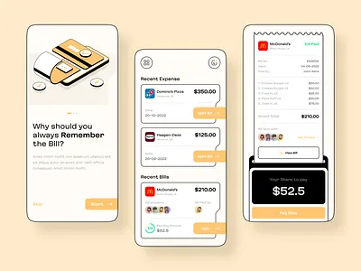 Bill Splitting App Design bill bill split bill split app bill splitting app billing bills finance app finance app fintech app fintech money management pay split split app split bill split bill split bills split bill app ui uiux ux wallet app