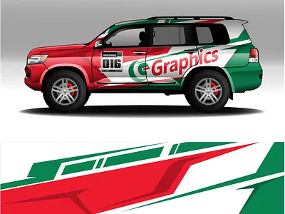 flat design for wraping car 2d design racinglivery vector wrap