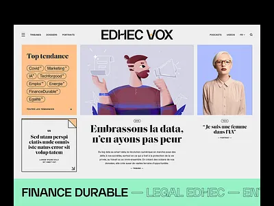 EDHEC Vox ⏤ Mag animation bold color editorial interactive mag media motion news ui webdesign
