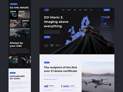 DJI Mavic Landing Page branding design dji mavic 3 graphic design landing mobile typography ui web design website