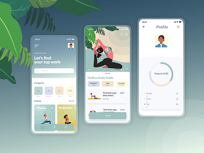Yoga App To Level-Up Your At Home Practice app concept design mobile ui yoga