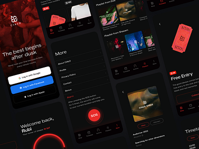 Loyalty Program App for CIAŁO- Techno Club in Wrocław (PL) app appdesign black and red branding club dark darkmode design figma graphic design login screen logo loyalty app loyalty program app red techno ui uidesign