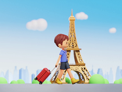 Milo & Thea: 3D Illustration Travel Pack 3d adventure animation blender branding character cinema4d cute graphic design illustration isometric landing page lowpoly motion graphics nature travel app traveling trip ui website