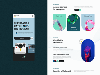 Polaroid Landing Page 📷 branding design graphic design landing mobile photography polaroid typography ui web design website