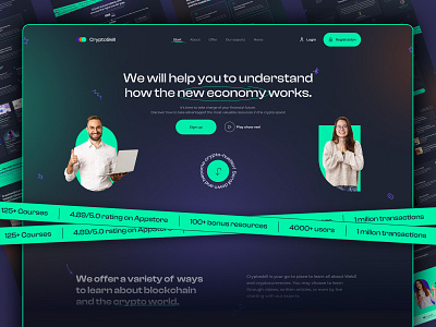 Landing page for Web3 economy online courses courses crypto crypto courses crypto user daily daily challange dailyui economy education figma interface learn learning minimal poland ui ux web design web3 website