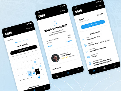Car Wash App Design app app design application booking car car wash dashboard design design system figma mobile prototyping schedule ui ux