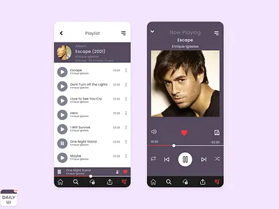 Daily UI - 09 : Music Player design ui