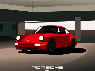 Porsche 964 auto branding design geometric illustration illustrator minimal simple vector