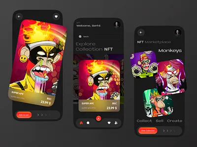 NFT Marketplace - Mobile app app app design cryptoart futuristic marketplace mobile mobile app mobile ui nft token