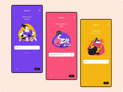 Signup Screens branding graphic design logo ui