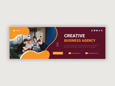 Business agency twitter header design and web banner template