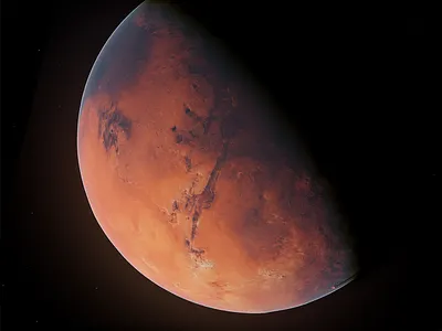 The Red Planet 3d abstract design generative mars planet render terrain