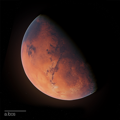 The Red Planet 3d abstract design generative mars planet render terrain