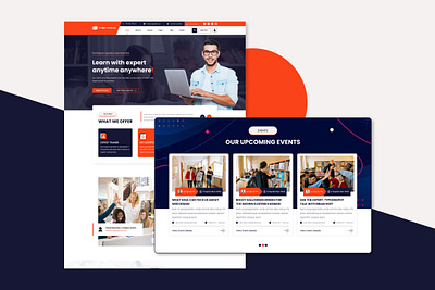 E-Learning Landing Page 3d academy animation app e learning e learning illustration kids kindergarten landing page learning managment system lms logo motion graphics online course online learning website training centre uiux university vector website