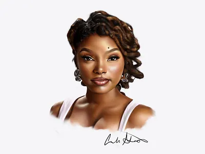 Halle Bailey Digital Portrait digital painting drawing hand drawn illustration illustrator procreate