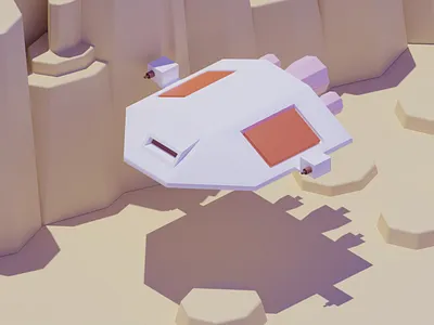 Lowpoly 3D Space Ship and mars environment modeling in Blender 3d 3d model 3d render animation blender cycle render design mars polygon runway space spaceship