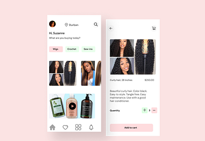 Mobile App For Hair Shop app design figma ui uiux userexperience