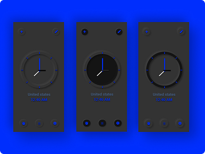 Dark Theme Neumorphic Clock variations advance ui app branding design graphic design illustration interaction design logo neumorphic clock neumorphism soft ui clock ui visual design