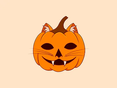 Happy Miaolloween cat cat pumpkin flatdesign halloween halloween cat illustration miaolloween pro create pumpkin stickermule