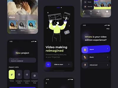 Video editor mobile app app best mobile app design interaction ios mobile mobile app mobile app design motion motion design social tik tok top mobile app top video app ui user experience user interface ux video app video editor