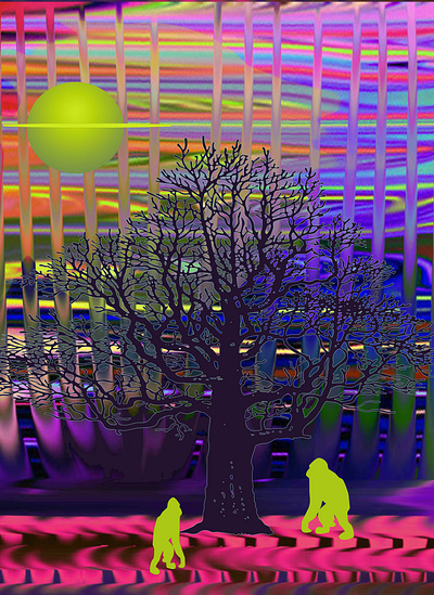 Gorilla's Fantasy amazing beautiful colorful design gorgeous gorila illustration pattern planet tree