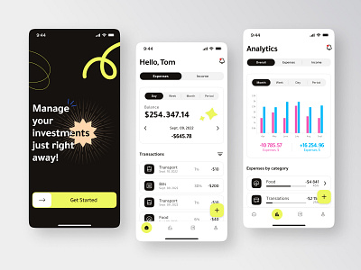 Finance Mobile App app banck branding concept design earn figma finance fintech income ios loss mobile money profit responsive spent ui ux website design