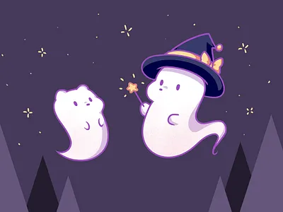 Magic bear ghost bear cartoon fun ghost halloween illustration magic spooky wizard
