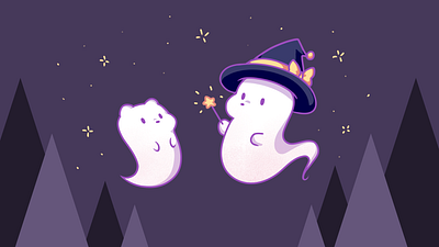 Magic bear ghost bear cartoon fun ghost halloween illustration magic spooky wizard