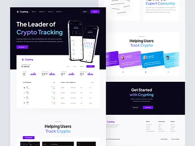 Crypting - Landing Page Crypto Tracking Animation animation bitcoin blockchain clean crypto currency eth finance graphic design landing page minimalist motion graphics prototype track tracking trade ui uiux web web design