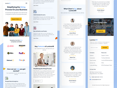 LuminoHR-A-Human-Resources-Landing-page-design(mobile version) 3d animation branding design graphic design hiring people home page hr management hr site human resources landing page landing page logo luminohr mobile page motion graphics responsive design ui ux