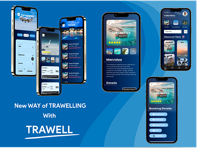 Trawell - Travelling App UI adobexd app app ui brand design dribbble figma graphic design logo travel ui user experience user interface ux vector