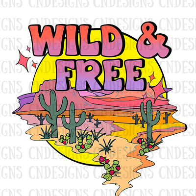 Wild and Free PNG | Retro Neon Desert PNG app branding design graphic design illustration logo typography ui ux vector