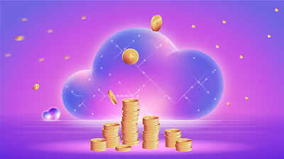 Cloud Solution cloud coins design graphic design illustration money pink sky statistics tokens vector violet