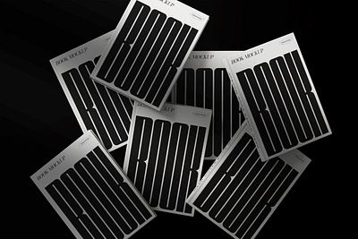 Hard Cover Book Mockups On Black Background V2 Top View stationery mockups