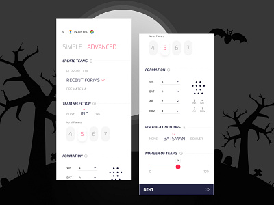 Multiple - Teams - Create - Cricket app cricket games mobile sports ui ux