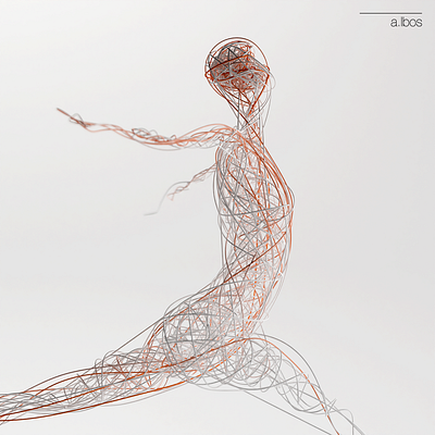 Wired 3d abstract design generative human lines person render wire