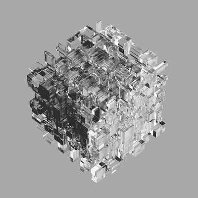 Cubic 3d abstract cube design generative glass imagery render