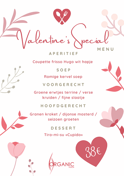 Valentine's Special Menu Floral branding design graphic design typography