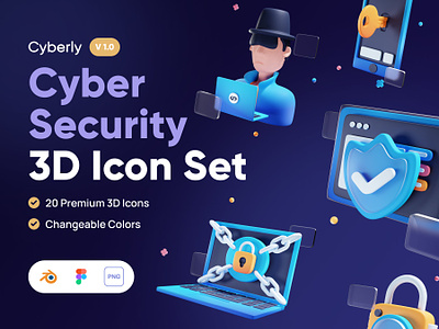 Cyberly . Cyber Security 3D Icon Set
