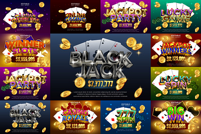 casino background with golden text effect advertising design background banner casino design dice effect font gamble game gold golden graphic design jackpot machine online poker poster slot template