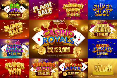 casino background with golden text effect advertising design background casino design effect font gamble gambling game gold golden graphic design illustration jackpot online party slot machine style text effect winner