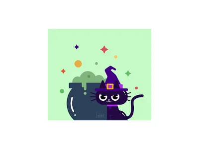 Familiar... familiar cat cute design familiar halloween illustration magic vector witch
