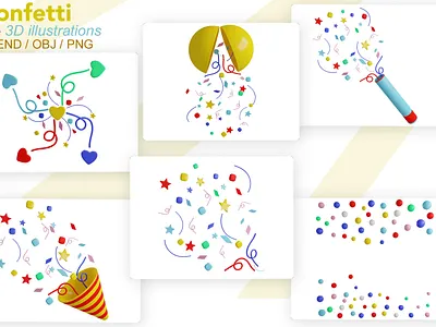 Confetti 3D illustration 3d 3d illustration 3d lo 3d model 3d modeling blender celebration confetti confetti 3d icon confetti icon design lowpoly