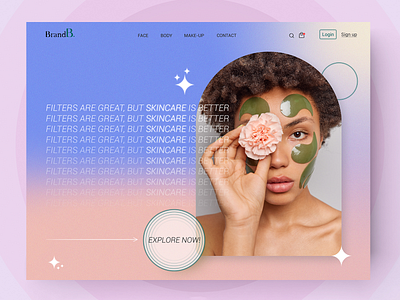 Cosmetics Landing Page cosmetic landing page ecommerce landing page minimalist design skin skincare ui uiux ux