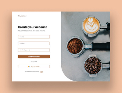 Coffee Delivery Service's Sign up page - Café prime account creation branding figma product design sign up ui ux