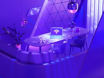 Bank's office 3d c4d career render