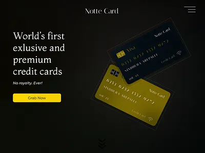 Credit card website landing page UI design dark dark theme design ui uiux design user interface user interface design web design