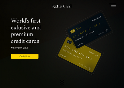 Credit card website landing page UI design dark dark theme design ui uiux design user interface user interface design web design