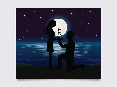 River landscape and romantic couple love vector design illustration